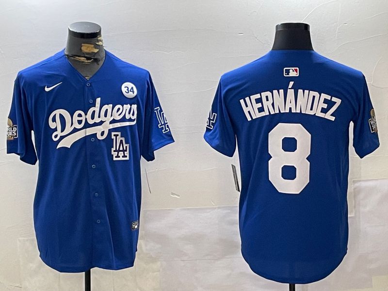 Men Los Angeles Dodgers 8 Hernandez Blue Game 2024 Nike MLB Jersey style 11202